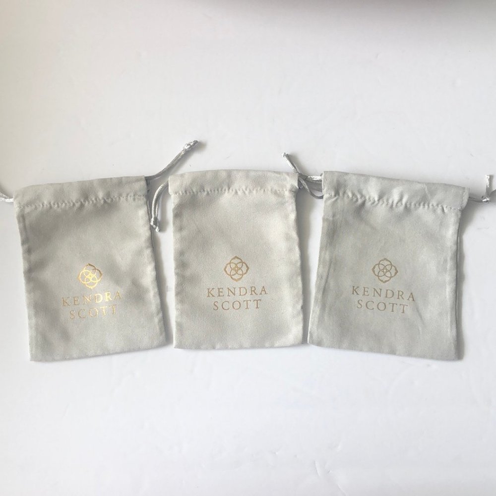 3 pc Kendra Scott Gray Dust Jewelry Bag Pouch Drawstring 5" x 6" BAGS ON…
